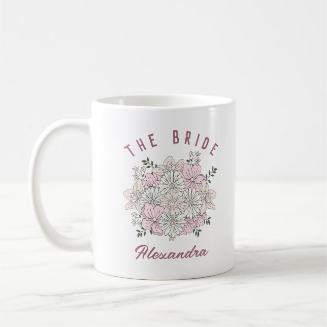 Mug personnalisé Fleur Rose Blanc Rétro pour la Ma (Gauche)