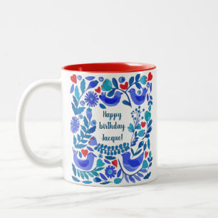 Mug personnalisé Folk Art Bluebird