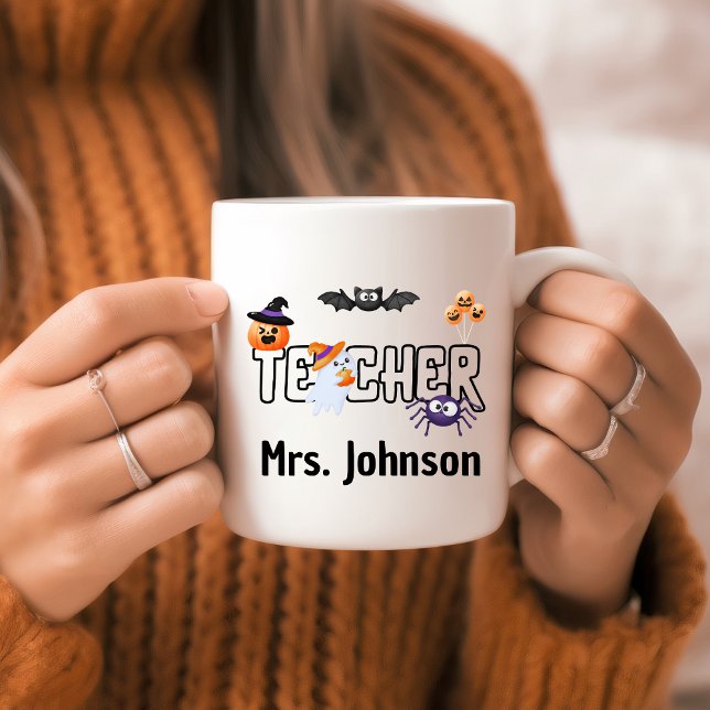 Mug Personnalisé Halloween enseignant mignon cadeau ca (Créateur téléchargé)