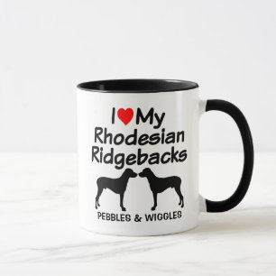 Mug Personnalisé J'Aime Mes Deux Chiens Rhodésiens Rid