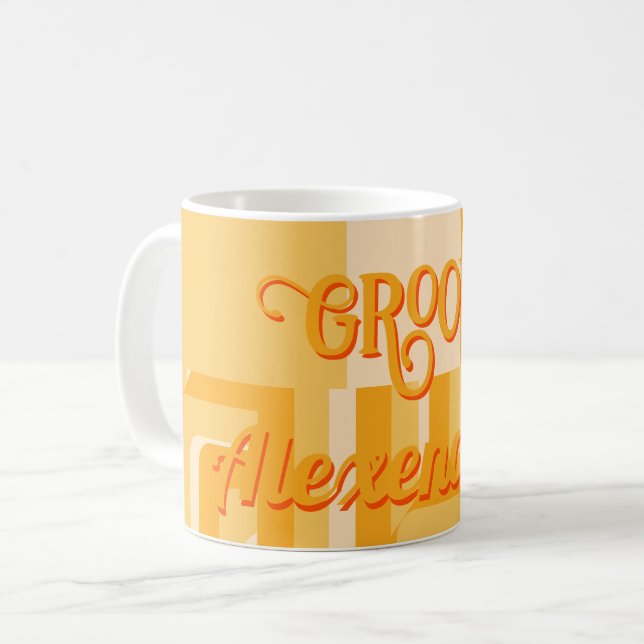 Mug Personnalisé Jaune rétro géométrique (Devant gauche)