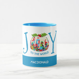 Mug Personnalisé JOY TO THE WORLD Flags Noël