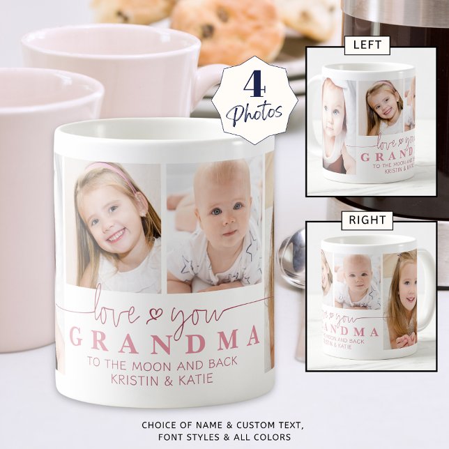 Mug PERSONNALISÉ LOVE YOU GRANDMA 4 Script photo (Créateur téléchargé)