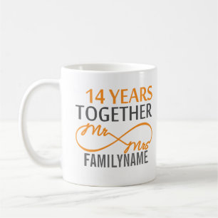 Mug Personnalisé M. et Mme 14e anniversaire