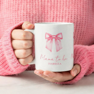 Mug personnalisé Mama To Be avec un nœud rose mode