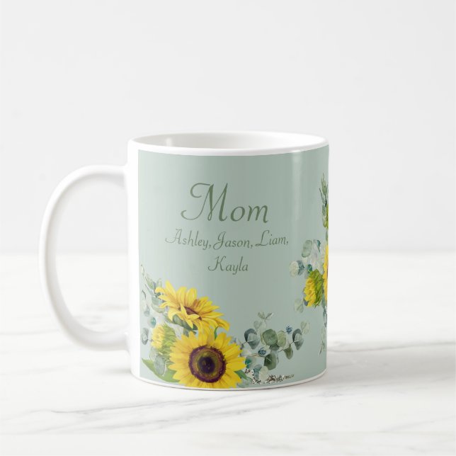 Mug Personnalisé Maman Fleur de tournesol Floral 4 à 8 (Gauche)