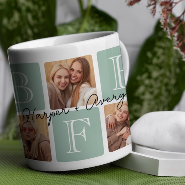 Mug Personnalisé Meilleur Amis Forever 7 Collage de ph (Celebrate your unbreakable bond with this "Best Friends Forever" photo mug! )