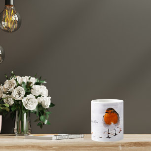 Mug Personnalisé mignon Robin oiseau dans la neige ajo