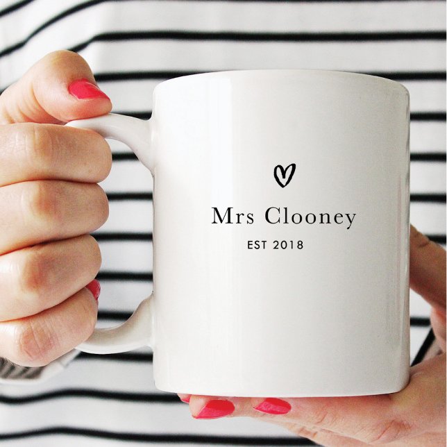 Mug personnalisé moderne simple coeur pour mariée (Créateur téléchargé)