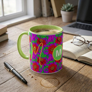 Mug personnalisé   Mug élégant à monogramme de ros