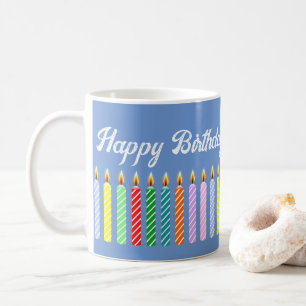 Mug Personnalisé Nom Bleu Joyeux Anniversaire Bougie L