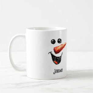 Mug Personnalisé Nom Bold rire Snowman Visage & neige