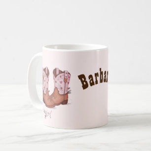 Mug Personnalisé Nom tendance Cute CowGirl Bottes rose