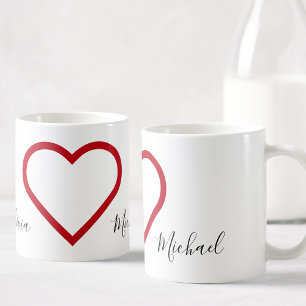 Mug Personnalisé Nom Valentine's Day Love Heart Couple