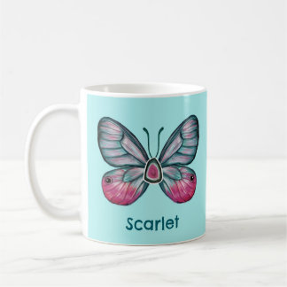Mug Personnalisé Octobre Turquoise Verre Papillon Art