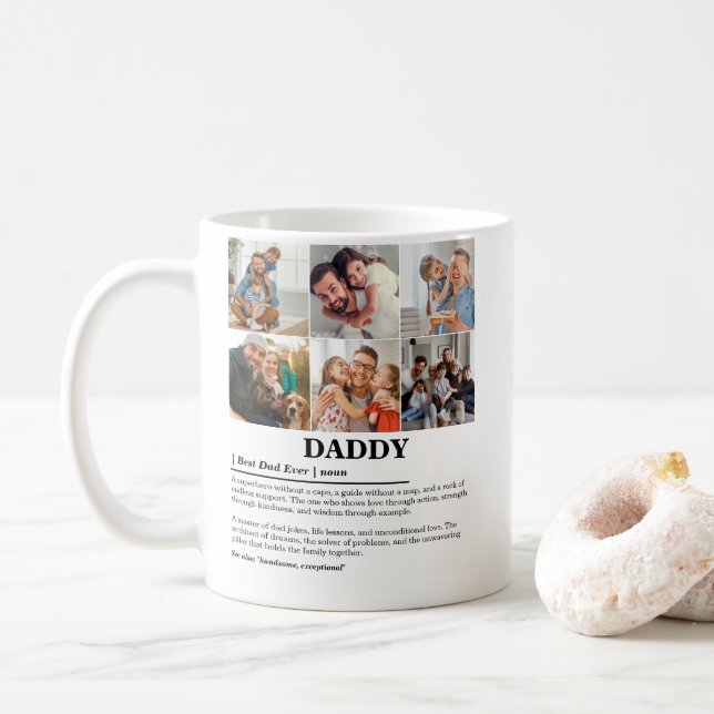 Mug Personnalisé Papa Définition 6 Photo Collage (Avec donut)