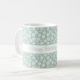 Mug Personnalisé Pastel Green Mint White Boho Florals