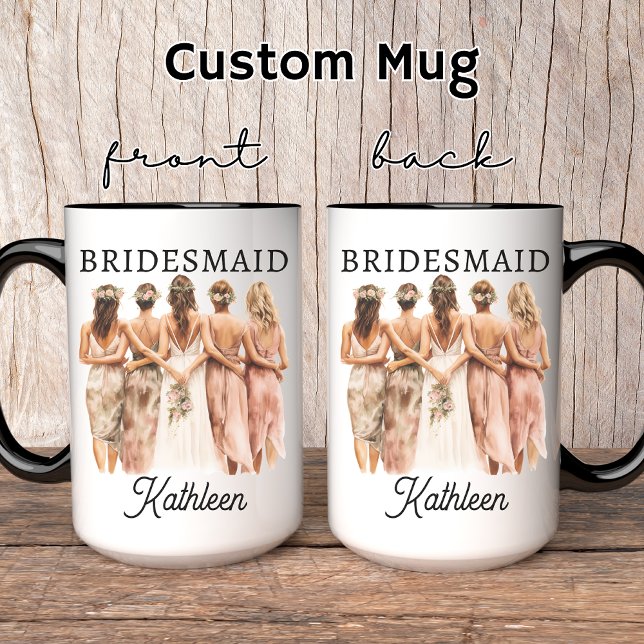 Mug personnalisé pour demoiselle d'honneur, Cadeau (bridesmaid gift, bachelorette party mug, maid of honor mug, bridesmaid proposal gift, bride to be)