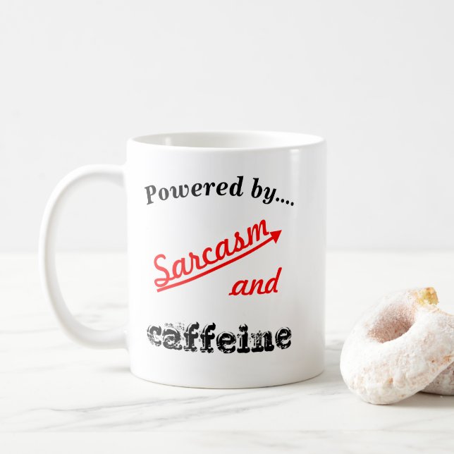 Mug Personnalisé Propulsé Par Sarcasme et Caféine (Avec donut)