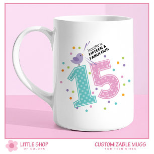 Mug Personnalisé Quinze ans et Incroyable Rose Confett