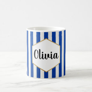 Mug Personnalisé rayé bleu et blanc