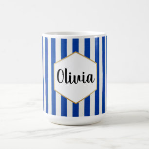 Mug Personnalisé rayé bleu et blanc