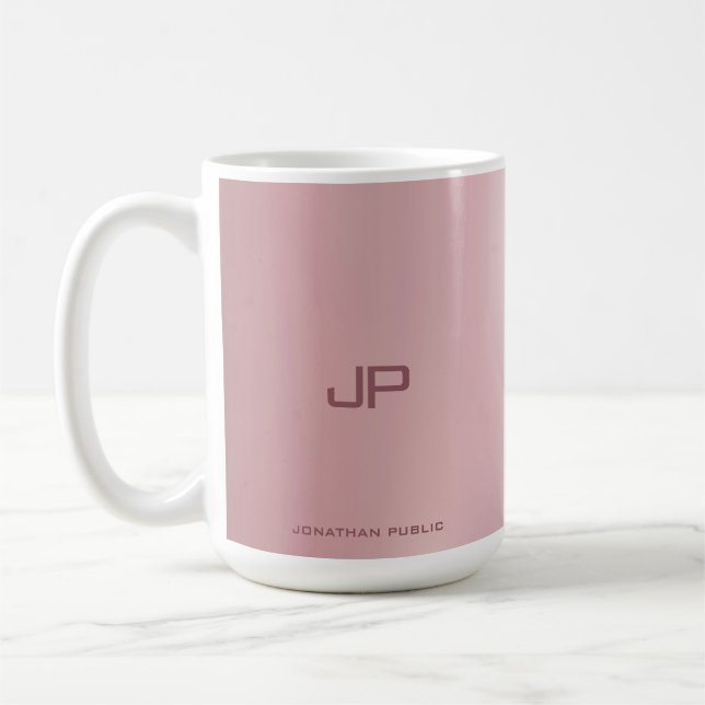 Mug Personnalisé Rose Gold Elegant Monogram Classic (Gauche)