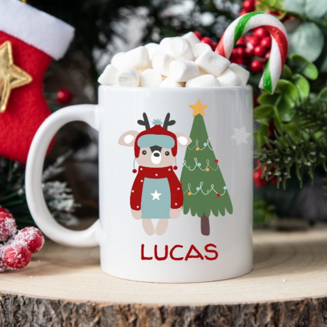 Mug personnalisée de Noël de l'enfant (Cute Christmas mug, personalized kids mug, personalized christmas mug, mug with kids name, hot cocoa)