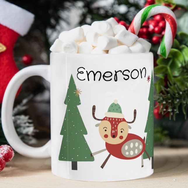 Mug personnalisée de Noël de l'enfant (Cute Christmas mug, personalized kids mug, personalized christmas mug, mug with kids name, hot cocoa)