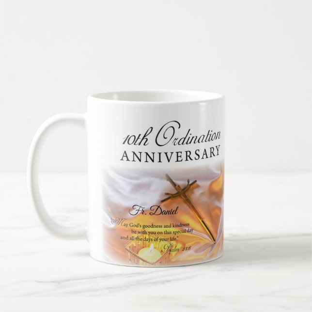 Mug Personnaliser, 10e anniversaire d'ordination, Croi (Gauche)
