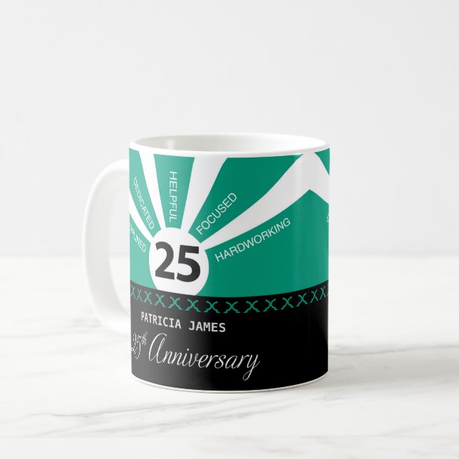 Mug Personnaliser, 25e anniversaire de l'employé (Devant gauche)
