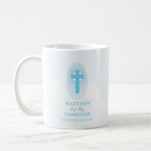 Mug Personnaliser, Blue First Holy Communion Cross hô