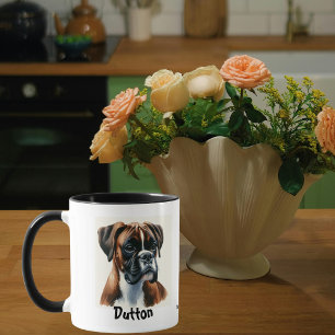 Mug Personnaliser /Cute Boxer Aquarelle Portriat