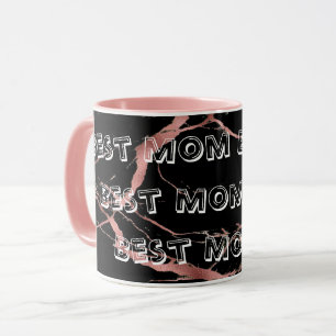 Mug Personnaliser de luxe en marbre noir rose