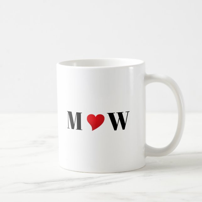 Mug Personnaliser Deux initiales A Loves B coeur rouge (Droite)