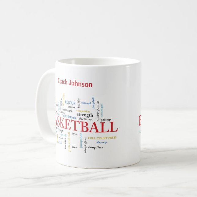 Mug Personnaliser le Merci d'entraîneur de basket-ball (Devant gauche)