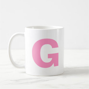Mug Personnaliser le Monogramme initial rose de script
