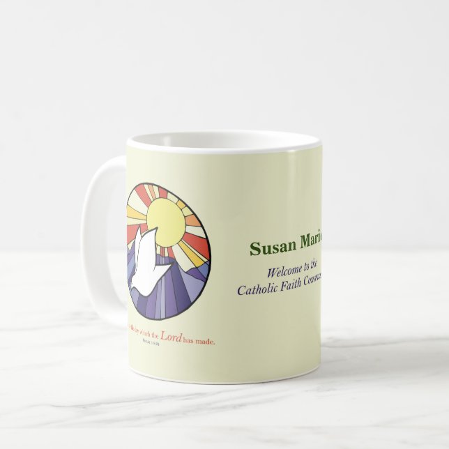Mug Personnaliser le nom, RCIA Dove Circle sur Jaune (Devant gauche)