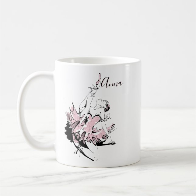 Mug Personnaliser l'étirement Ballerina en rose (Gauche)
