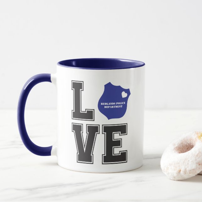 Mug Personnaliser Love Heart Badge Police (Avec donut)