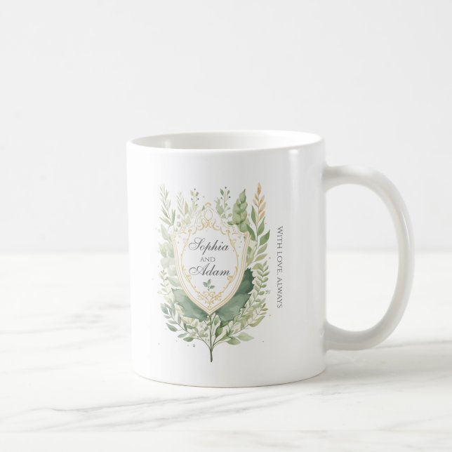 Mug Personnaliser Mariage du bouclier vert rustique (Droite)