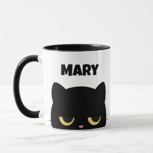 Mug Personnaliser Monogramme et nom Script Funny Black