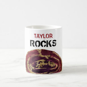Mug *~* Personnaliser NAME Rock Agate Gold Parties sci