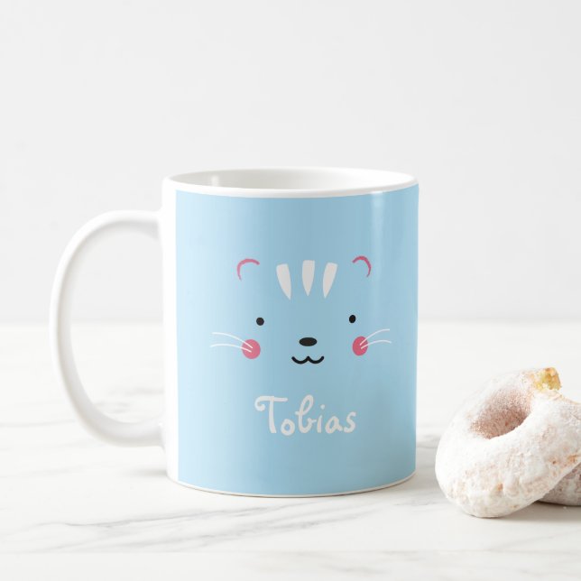 Mug Personnaliser paleturquoise bleu adorable chatte t (Avec donut)