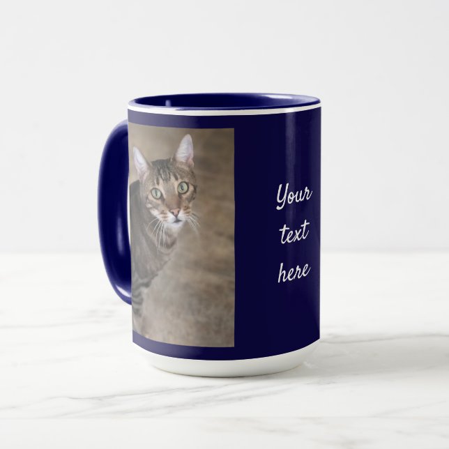 Mug Personnaliser PHOTO & TEXTE Marine Blue Coffee Cad (Devant gauche)