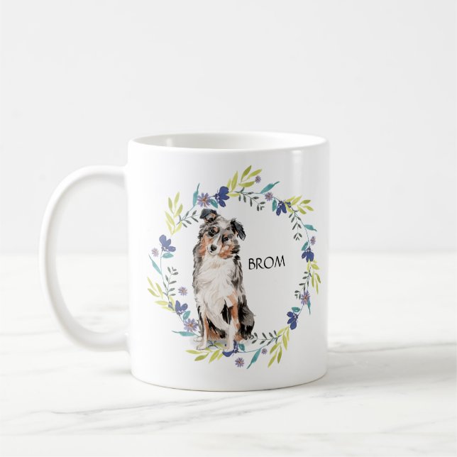 Mug Personnaliser Watercolor Australian Shepherd (Gauche)