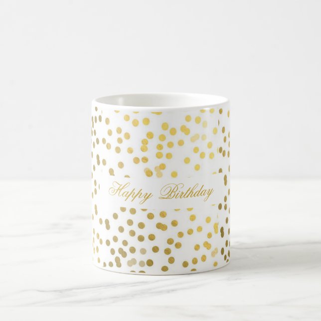 Mug personnalisez anniversaire de confettis d'or de (Centre)