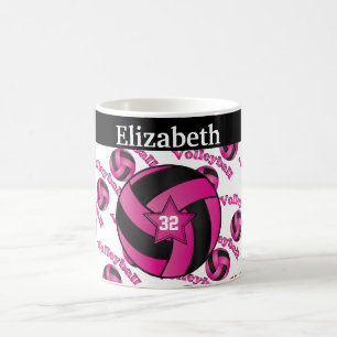 Mug Personnalisez le volley-ball rose-chaud