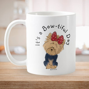 Mug Personnalisez le Yorkie sucré avec la bow Blanc si