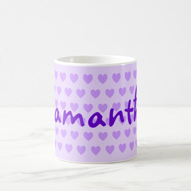 Mug Personnalisez vos propres coeurs violets pâles (Centre)
